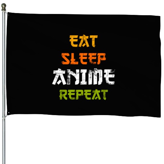 Eat Sleep Anime Repeat Japanese Ga Japan House Flags