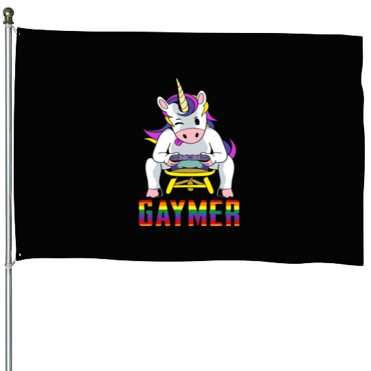 LGBTQ Gaymer Gamer Gay Rainbow Unicorn House Flags