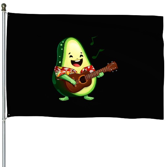 Tropical avocado with guitar House Flags