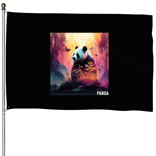 Panda Bear Ailuropoda Melanoleuca Friend Lover House Flags