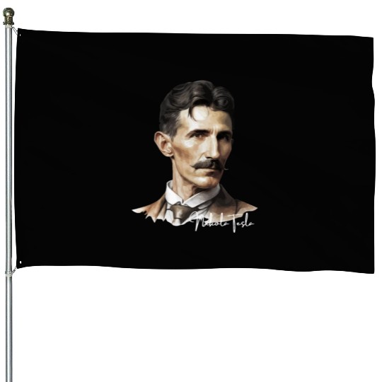 Artistic Illustration of Nikola Tesla House Flags