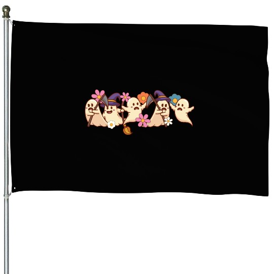 Halloween Spooky Season Boo Ghost Witch Grim House Flags
