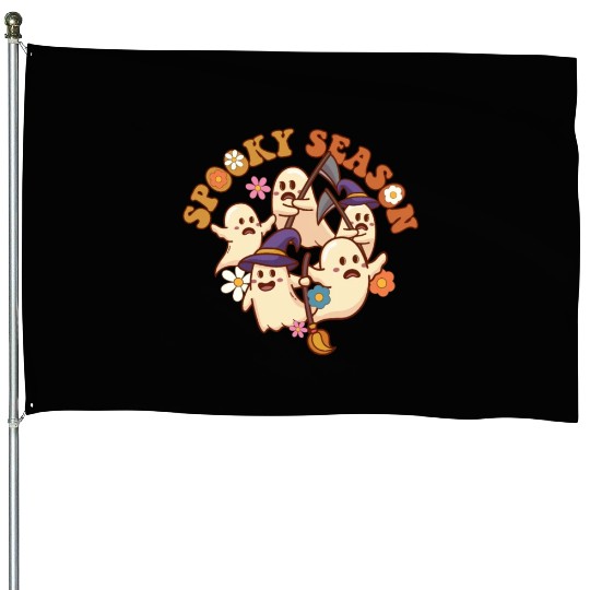 Halloween Spooky Season Boo Ghost Grim Reaper House Flags