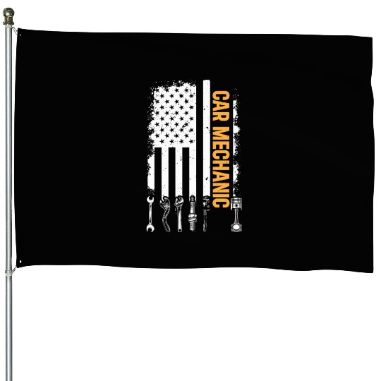 Car Mechanic US Flag Auto Mechanic House Flags