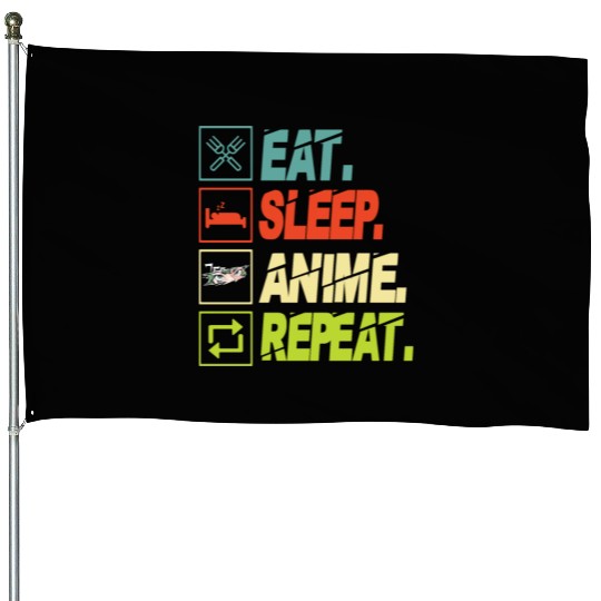 Eat Sleep Anime Repeat Ramen Kawaii Japanese Manga House Flags