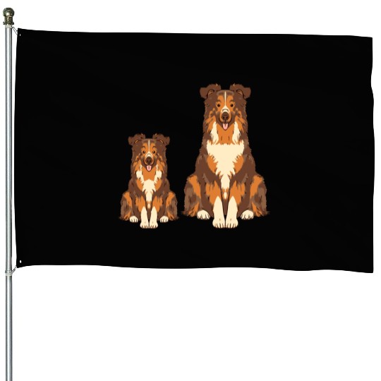 Collie Dog Lover Parent Dad Mom and Son Daughter House Flags