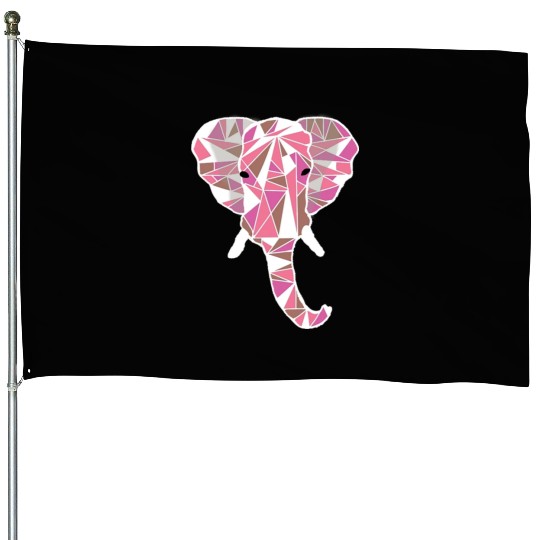 pink elephant House Flags