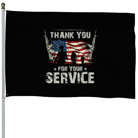 Thank You For Your Service US Flag Veterans Day House Flags