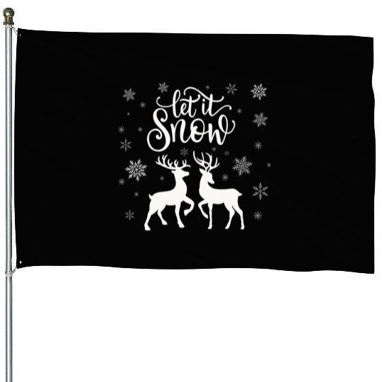 Let It Snow With Deer And Snowflakes House Flags