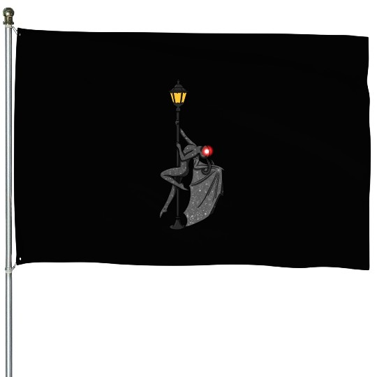 Mothman Pole Dancing On A Street Lamp Funny House Flags