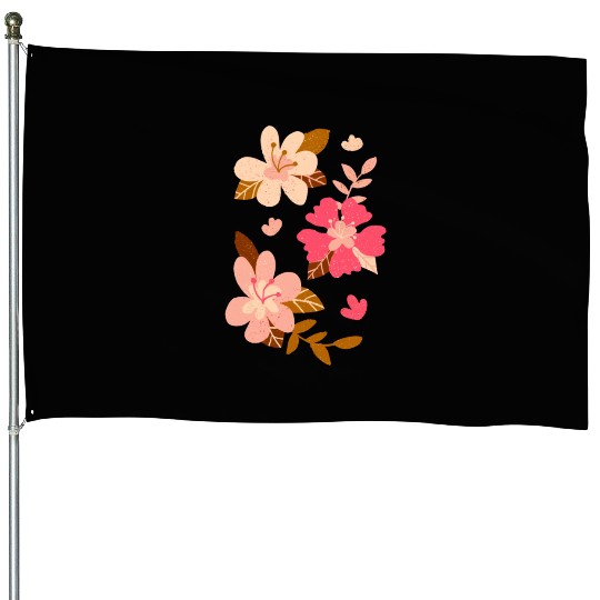 Pink Hibiscus Flowers House Flags