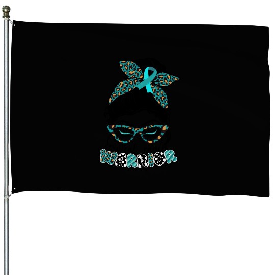 Cervical Cancer Warrior Messy Bun Girl Design House Flags