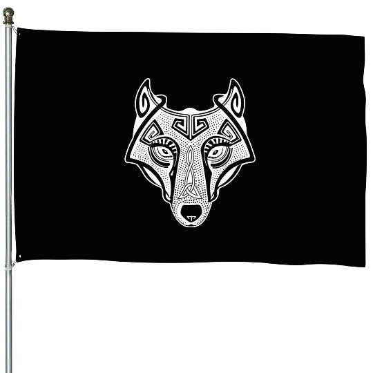 Viking wolf white Fenrir valhalla House Flags