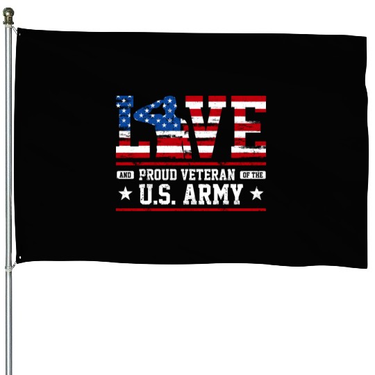 Love And Proud Us Army Veteran House Flags