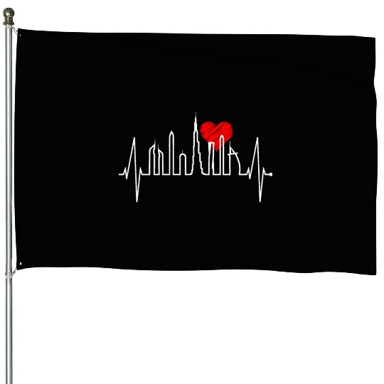 Dubai Skyline Heartbeat Burj Khalifa Silhouette House Flags