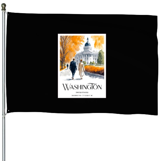 Watercolor painting loving couple in Washington DC House Flags