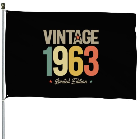 Vintage 60th Birthday Decorations Funny 1963 House Flags