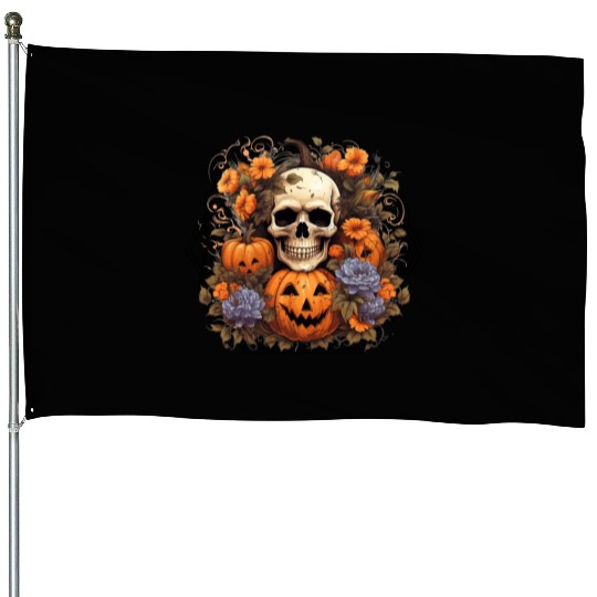 Indie skull design Halloween Gift House Flags