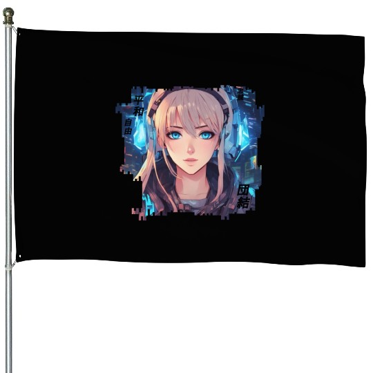 Aria Vox // Cyberpunk Girl House Flags