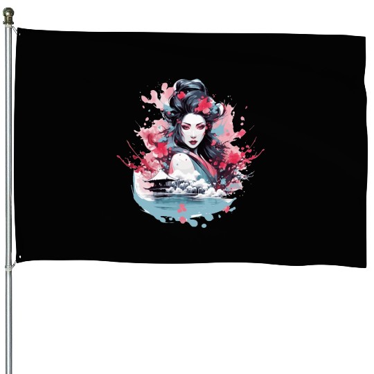 Geisha of Japan House Flags