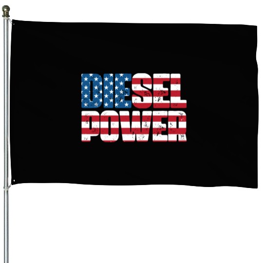 Diesel Power American Flag House Flags