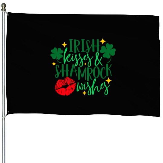 Irish Kisses And Shamrock Wishes House Flags