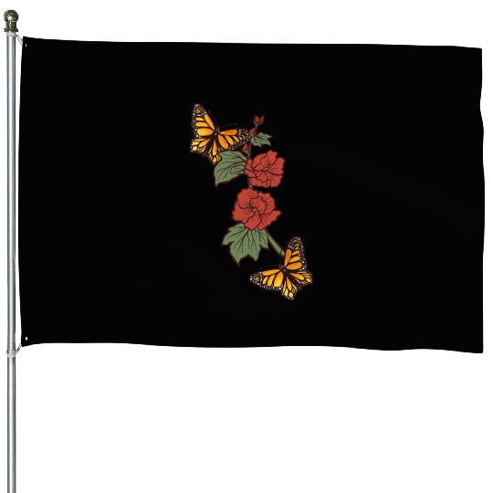 Natures Monarch Butterflies House Flags