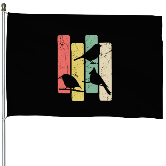 Birds Art Budgie Heron Sparrow Robin Hummingbird House Flags
