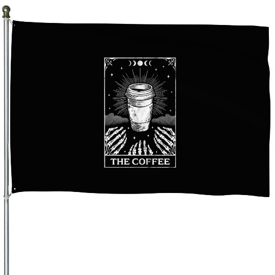The Coffee Tarot Card Skeleton Coffee Lover Retro House Flags