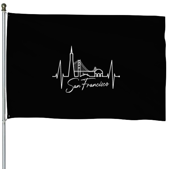 San Francisco Skyline Heartbeat California Lover House Flags