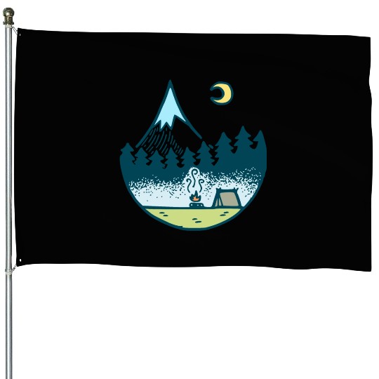 Keep It Simple (Camping At Night) House Flags