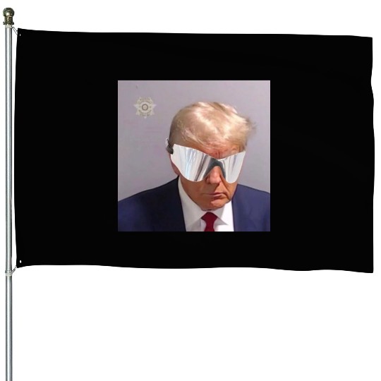 Trump Mugshot with YZY Shades House Flags