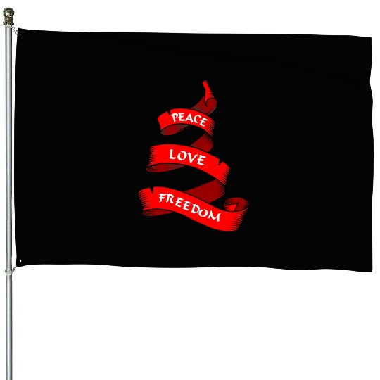 Peace love freedom red House Flags