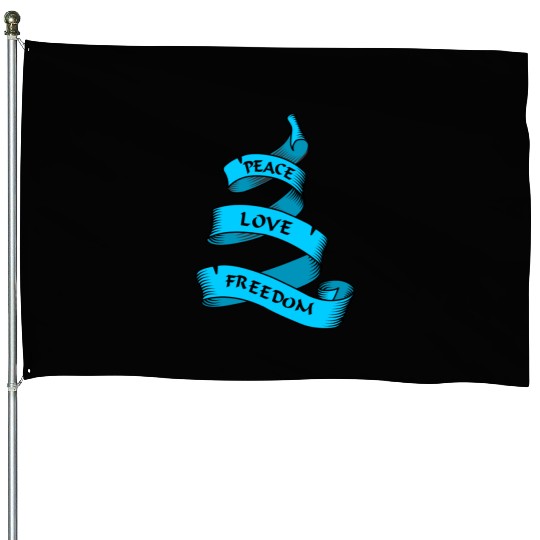 Peace love freedom blue House Flags