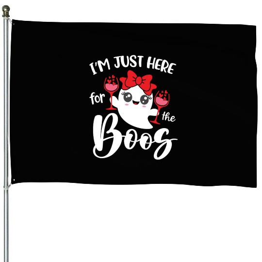 I'm Just Here For The Boos Cute Ghost Funny Women House Flags