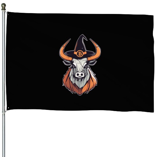 Halloween Bitcoin Wizard Bull House Flags