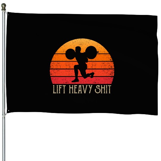 Lift Heavy Gym Clothing Retro Bodybuilding Leg Day House Flags