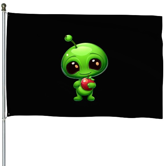 Green Alien Apple: Unexpected Fusion House Flags