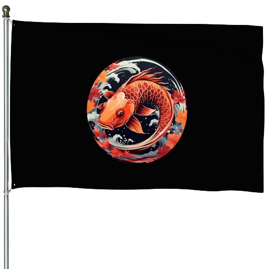 Autumnal Koi Fish at Sunset House Flags