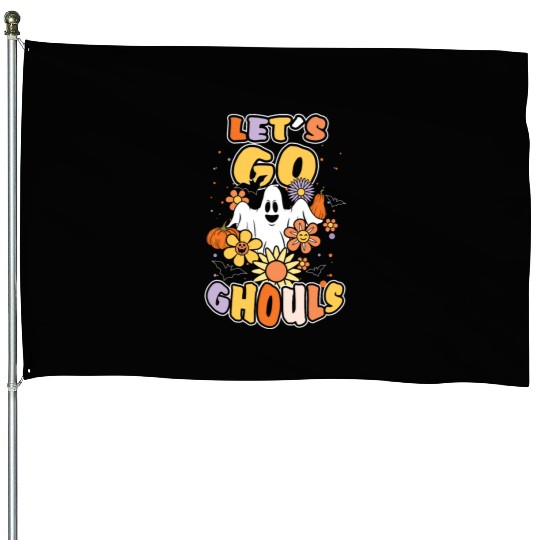 Retro Vintage Ghost Hippie Creepy Halloween House Flags
