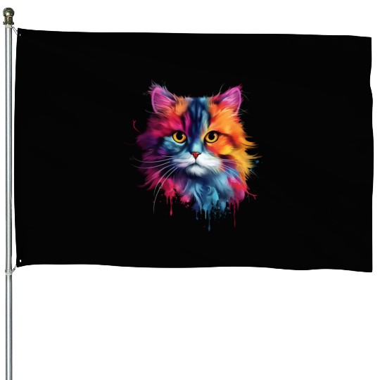 Persian Cat Living Atmosphere House Flags