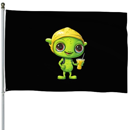 Refreshing Alien Lemonade: Green & Yellow Blend House Flags