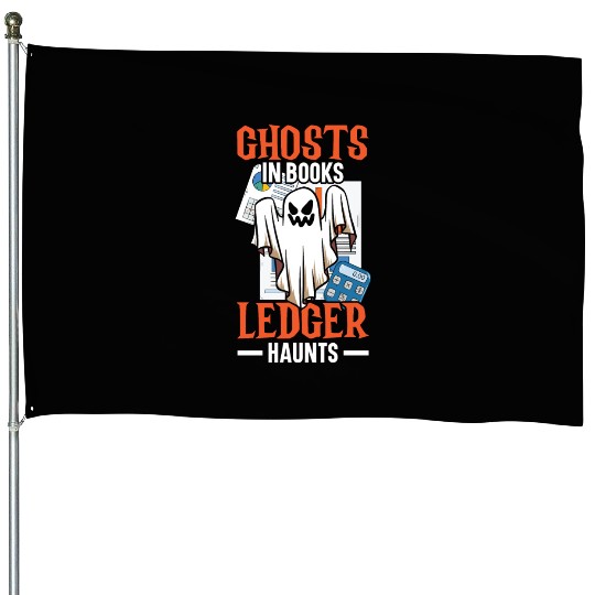 Ghosts in Books Ledger Haunts Accountant Halloween House Flags