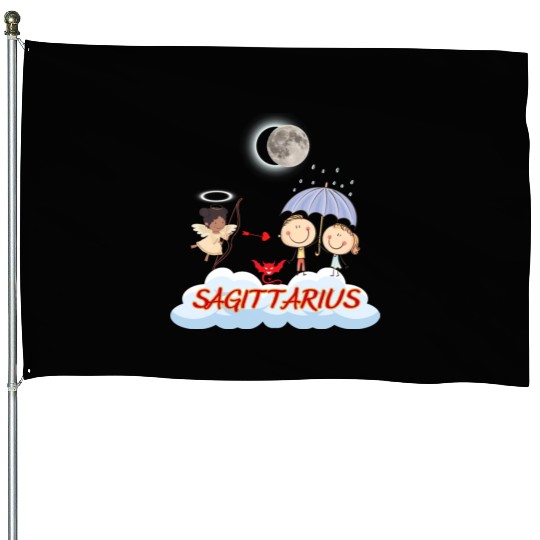 Zodiac Sign Sagittarius Astrology Angel & Bow House Flags