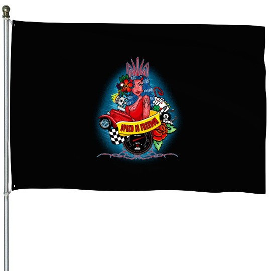 Pin up, Hot rod and Speedometer House Flags