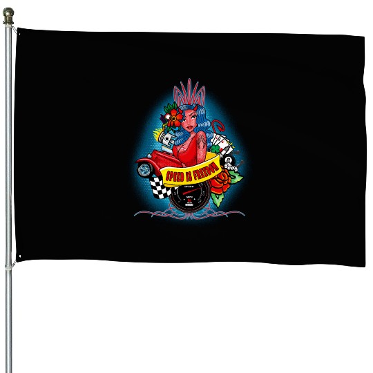Pin up, Hot rod and Speedometer House Flags