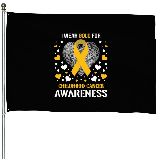 I Wear Childhood Cancer Awareness Supporter Ribbon House Flags