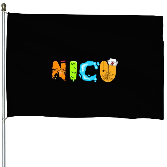 Cute NICU Halloween design House Flags