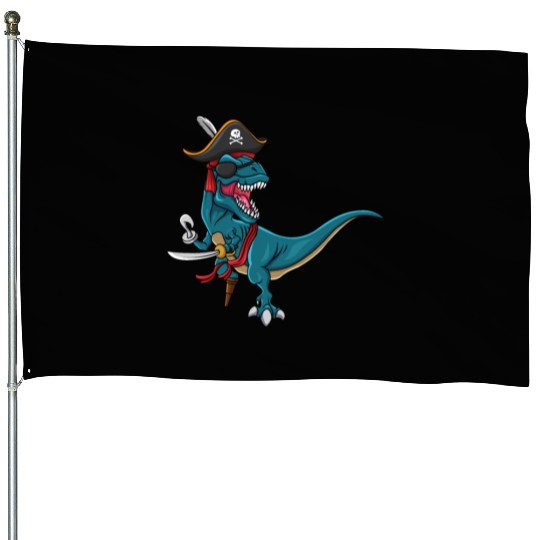 Cool Dinosaur Jolly Pirate Decor Lazy Halloween House Flags
