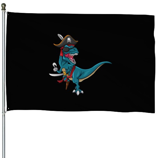 Cool Dinosaur Jolly Pirate Decor Lazy Halloween House Flags